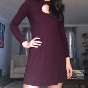 Fall Burgundy Ribbed Knit Dress
